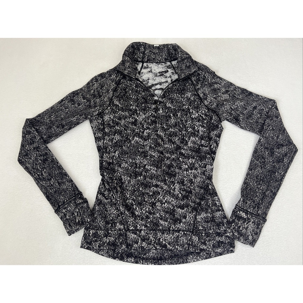 Lululemon Outrun the Elements 1/2 Zip Pullover Jacquard Black 4 Running Yoga